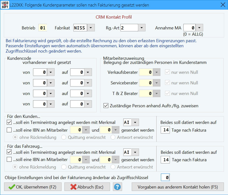 Pr. 220 individuell, automatisierte Nachkontakte steuern
