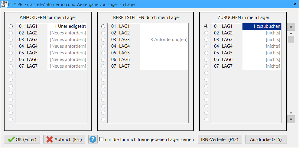 Pr. 525: Ersatzteil-Anforderung und Weitergabe von Lager zu Lager