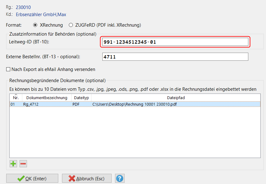 E-Rechnung mit Leitweg-ID