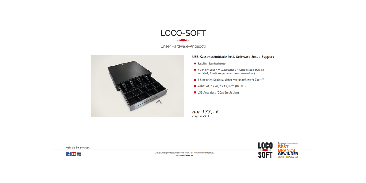 Werbung Kassenschublade