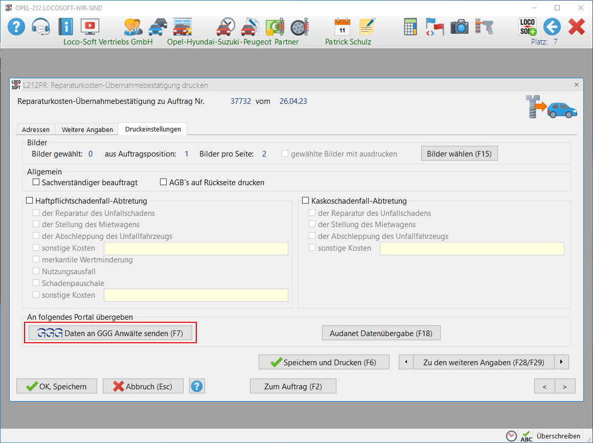L212Pr Tab3: Druckeinstellungen