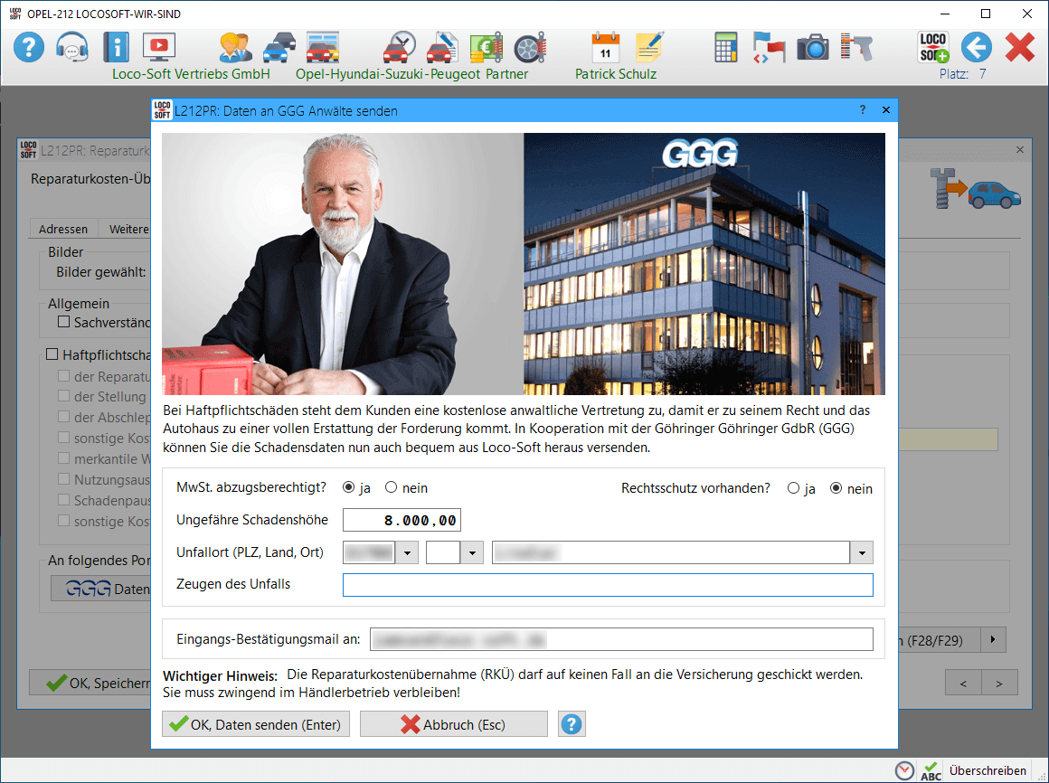 Daten an GGG Anwälte senden